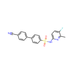 Cc1nc(NS(=O)(=O)c2ccc(-c3ccc(C#N)cc3)cc2)ccc1F ZINC000096258212