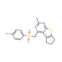 Cc1nc(NS(=O)(=O)c2ccc(Br)cc2)c2c3c(sc2n1)CCC3 ZINC000002659888