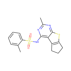 Cc1nc(NS(=O)(=O)c2ccccc2C)c2c3c(sc2n1)CCC3 ZINC000002638254