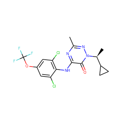 Cc1nc(Nc2c(Cl)cc(OC(F)(F)F)cc2Cl)c(=O)n([C@@H](C)C2CC2)n1 ZINC000049054423