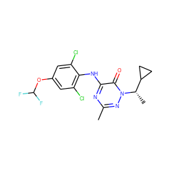 Cc1nc(Nc2c(Cl)cc(OC(F)F)cc2Cl)c(=O)n([C@@H](C)C2CC2)n1 ZINC000049034688