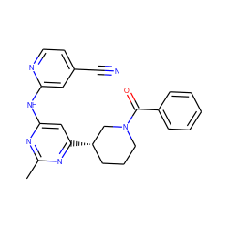 Cc1nc(Nc2cc(C#N)ccn2)cc([C@H]2CCCN(C(=O)c3ccccc3)C2)n1 ZINC000299855998