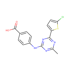 Cc1nc(Nc2ccc(C(=O)O)cc2)nc(-c2ccc(Cl)s2)n1 ZINC000143453203