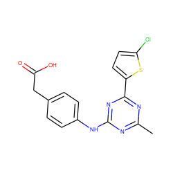 Cc1nc(Nc2ccc(CC(=O)O)cc2)nc(-c2ccc(Cl)s2)n1 ZINC000220082838