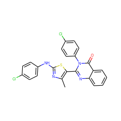 Cc1nc(Nc2ccc(Cl)cc2)sc1-c1nc2ccccc2c(=O)n1-c1ccc(Cl)cc1 ZINC000040940099