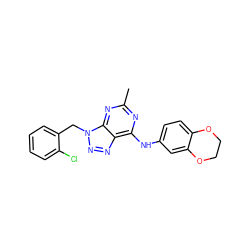 Cc1nc(Nc2ccc3c(c2)OCCO3)c2nnn(Cc3ccccc3Cl)c2n1 ZINC000004922255