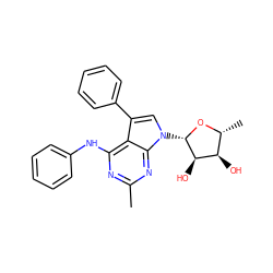 Cc1nc(Nc2ccccc2)c2c(-c3ccccc3)cn([C@@H]3O[C@H](C)[C@@H](O)[C@H]3O)c2n1 ZINC000013809512