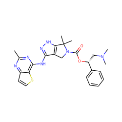 Cc1nc(Nc2n[nH]c3c2CN(C(=O)O[C@H](CN(C)C)c2ccccc2)C3(C)C)c2sccc2n1 ZINC000117600933