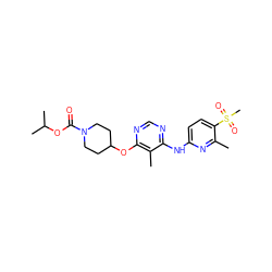 Cc1nc(Nc2ncnc(OC3CCN(C(=O)OC(C)C)CC3)c2C)ccc1S(C)(=O)=O ZINC000073279241