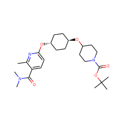 Cc1nc(O[C@H]2CC[C@H](OC3CCN(C(=O)OC(C)(C)C)CC3)CC2)ccc1C(=O)N(C)C ZINC000473104929