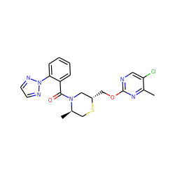 Cc1nc(OC[C@H]2CN(C(=O)c3ccccc3-n3nccn3)[C@H](C)CS2)ncc1Cl ZINC000207394096