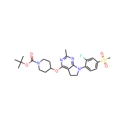 Cc1nc(OC2CCN(C(=O)OC(C)(C)C)CC2)c2c(n1)N(c1ccc(S(C)(=O)=O)cc1F)CC2 ZINC000088385448