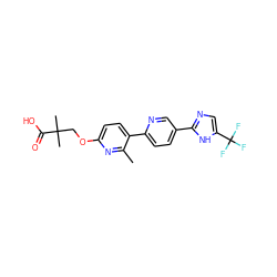 Cc1nc(OCC(C)(C)C(=O)O)ccc1-c1ccc(-c2ncc(C(F)(F)F)[nH]2)cn1 ZINC000204762080