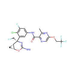 Cc1nc(OCC(F)(F)F)cnc1C(=O)Nc1cc(F)c(Cl)c([C@@]2(CF)N=C(N)O[C@@H]3C[C@@H]32)c1 ZINC000226076395