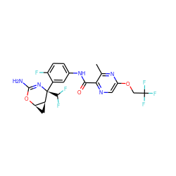 Cc1nc(OCC(F)(F)F)cnc1C(=O)Nc1ccc(F)c([C@@]2(C(F)F)N=C(N)O[C@@H]3C[C@@H]32)c1 ZINC000226073267