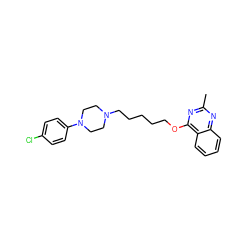 Cc1nc(OCCCCCN2CCN(c3ccc(Cl)cc3)CC2)c2ccccc2n1 ZINC001772611024