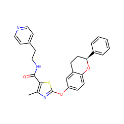 Cc1nc(Oc2ccc3c(c2)CC[C@@H](c2ccccc2)O3)sc1C(=O)NCCc1ccncc1 ZINC000169710609