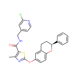 Cc1nc(Oc2ccc3c(c2)CC[C@@H](c2ccccc2)O3)sc1C(=O)NCc1ccnc(Cl)c1 ZINC000169710607