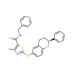 Cc1nc(Oc2ccc3c(c2)CC[C@@H](c2ccccc2)O3)sc1C(=O)NCc1ccncc1 ZINC000169710510