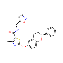 Cc1nc(Oc2ccc3c(c2)CC[C@@H](c2ccccc2)O3)sc1C(=O)NCc1ccno1 ZINC000169710605