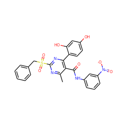 Cc1nc(S(=O)(=O)Cc2ccccc2)nc(-c2ccc(O)cc2O)c1C(=O)Nc1cccc([N+](=O)[O-])c1 ZINC000049777261