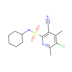 Cc1nc(S(=O)(=O)NC2CCCCC2)c(C#N)c(C)c1Cl ZINC000000118992