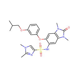 Cc1nc(S(=O)(=O)Nc2cc3c(cc2Oc2cccc(OCC(C)C)c2)n(C)c(=O)n3C)cn1C ZINC000263620961