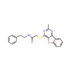 Cc1nc(SCC(=O)NCCc2ccccc2)c2oc3ccccc3c2n1 ZINC000002417892