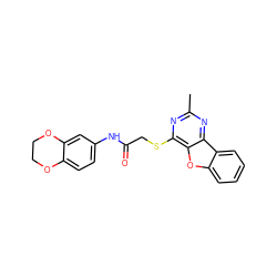 Cc1nc(SCC(=O)Nc2ccc3c(c2)OCCO3)c2oc3ccccc3c2n1 ZINC000002406761