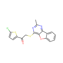 Cc1nc(SCC(=O)c2ccc(Cl)s2)c2oc3ccccc3c2n1 ZINC000002425726