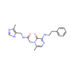 Cc1nc[nH]c1CNC(=O)Cn1c(C)cnc(NCCc2ccccc2)c1=O ZINC000028563479