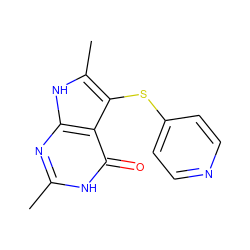 Cc1nc2[nH]c(C)c(Sc3ccncc3)c2c(=O)[nH]1 ZINC000049089843