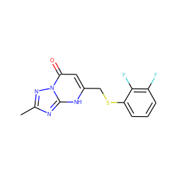 Cc1nc2[nH]c(CSc3cccc(F)c3F)cc(=O)n2n1 ZINC000103238200