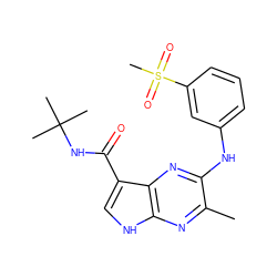 Cc1nc2[nH]cc(C(=O)NC(C)(C)C)c2nc1Nc1cccc(S(C)(=O)=O)c1 ZINC000145106127