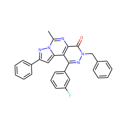 Cc1nc2c(=O)n(Cc3ccccc3)nc(-c3cccc(F)c3)c2c2cc(-c3ccccc3)nn12 ZINC000064447927