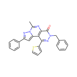 Cc1nc2c(=O)n(Cc3ccccc3)nc(-c3cccs3)c2c2cc(-c3ccccc3)nn12 ZINC000299820202