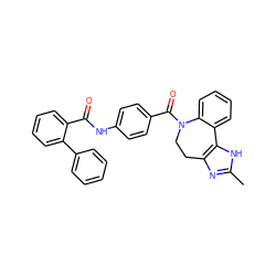 Cc1nc2c([nH]1)-c1ccccc1N(C(=O)c1ccc(NC(=O)c3ccccc3-c3ccccc3)cc1)CC2 ZINC000012503187