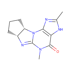 Cc1nc2c([nH]1)C(=O)N(C)C1=N[C@@H]3CCC[C@@H]3N12 ZINC000028222965