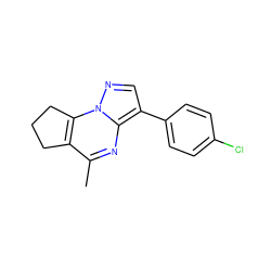 Cc1nc2c(-c3ccc(Cl)cc3)cnn2c2c1CCC2 ZINC000001390381