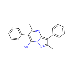 Cc1nc2c(-c3ccccc3)c(C)nn2c(N)c1-c1ccccc1 ZINC000000051619