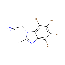 Cc1nc2c(Br)c(Br)c(Br)c(Br)c2n1CC#N ZINC000653771390