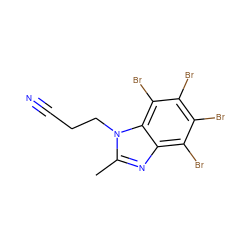 Cc1nc2c(Br)c(Br)c(Br)c(Br)c2n1CCC#N ZINC000653699621