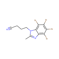 Cc1nc2c(Br)c(Br)c(Br)c(Br)c2n1CCCC#N ZINC000653779525