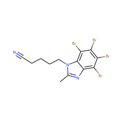 Cc1nc2c(Br)c(Br)c(Br)c(Br)c2n1CCCCC#N ZINC000653699630