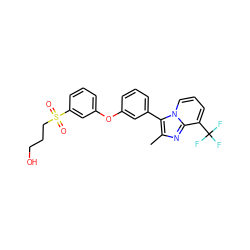 Cc1nc2c(C(F)(F)F)cccn2c1-c1cccc(Oc2cccc(S(=O)(=O)CCCO)c2)c1 ZINC000045389854