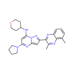 Cc1nc2c(C)cccc2nc1-c1cc2nc(N3CCCC3)cc(NC3CCOCC3)n2n1 ZINC000118910243