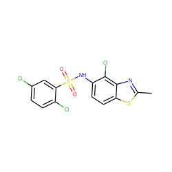 Cc1nc2c(Cl)c(NS(=O)(=O)c3cc(Cl)ccc3Cl)ccc2s1 ZINC000038192621