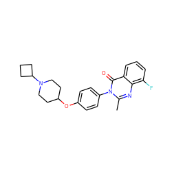 Cc1nc2c(F)cccc2c(=O)n1-c1ccc(OC2CCN(C3CCC3)CC2)cc1 ZINC000040392001