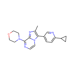 Cc1nc2c(N3CCOCC3)nccn2c1-c1ccc(C2CC2)nc1 ZINC000147710234