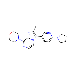 Cc1nc2c(N3CCOCC3)nccn2c1-c1ccc(N2CCCC2)nc1 ZINC000141753619